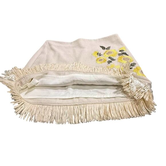 Boston Proper NWT Floral Embroidered Raffia Fringe Mini Skirt size 16 - Picture 4 of 16